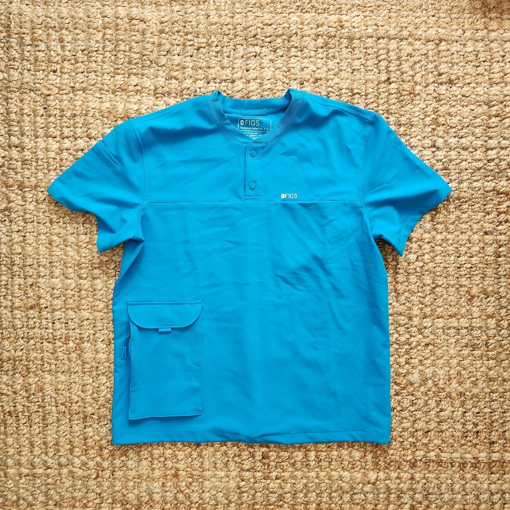 Figs Scrub Top Blue Small